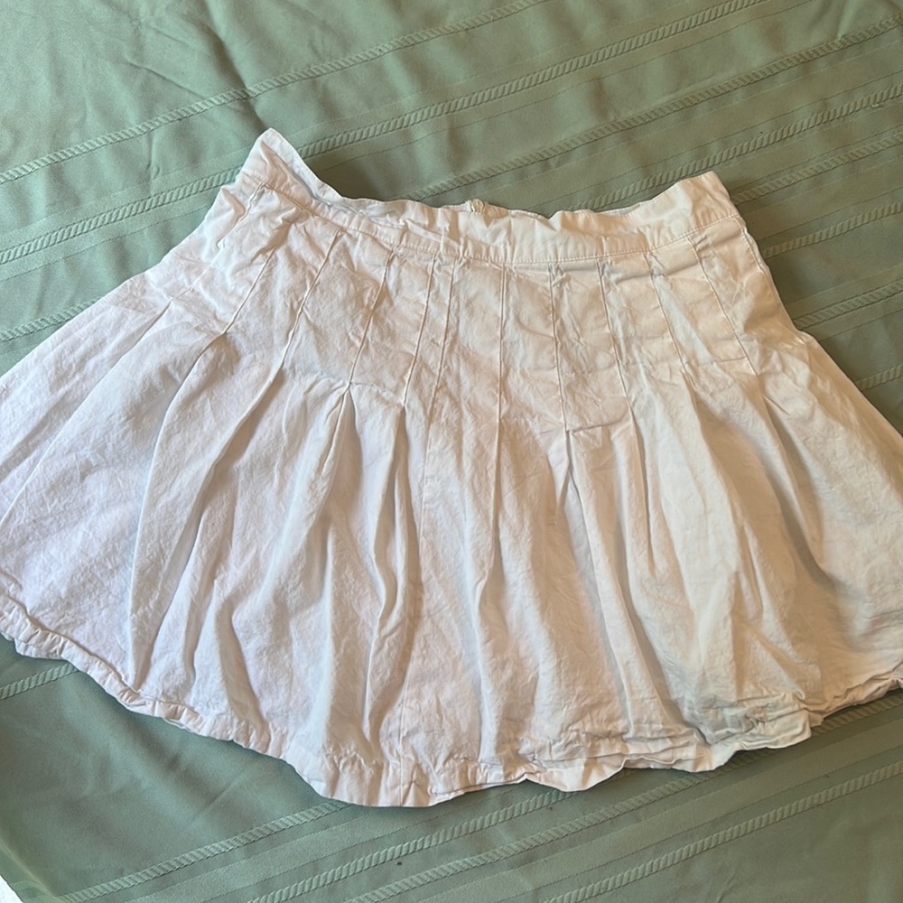 Young & Recklace White Pleated Skirt Small Cotton